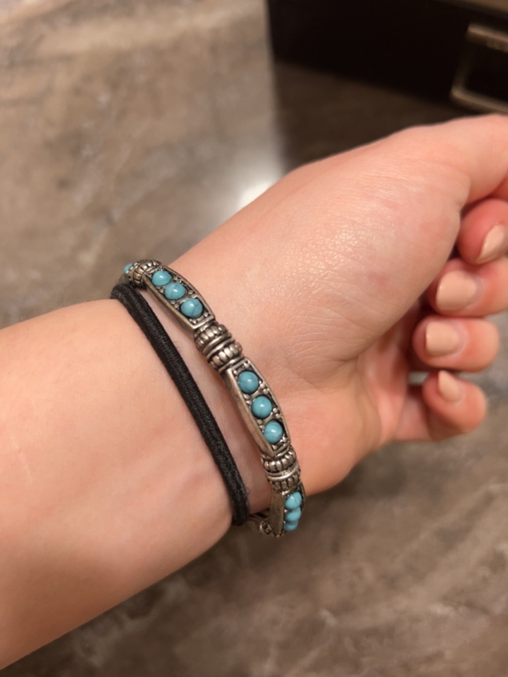 Turquoise Beaded Silver-Accented Women's Bracelet